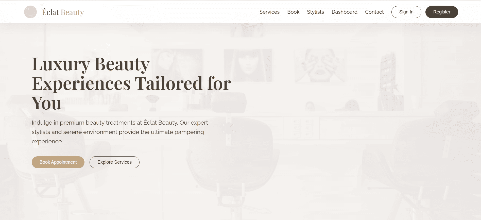eclat Beauty Parlour Website